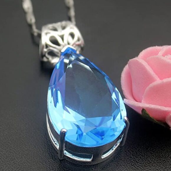 Blue Hermosa London Blue Topaz Pendant - Picture 1 of 7